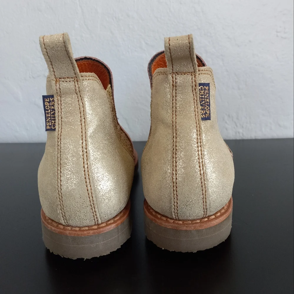 Penelope Chilvers Patchwork Safari Chelsea Boots Pink Gold 40EU